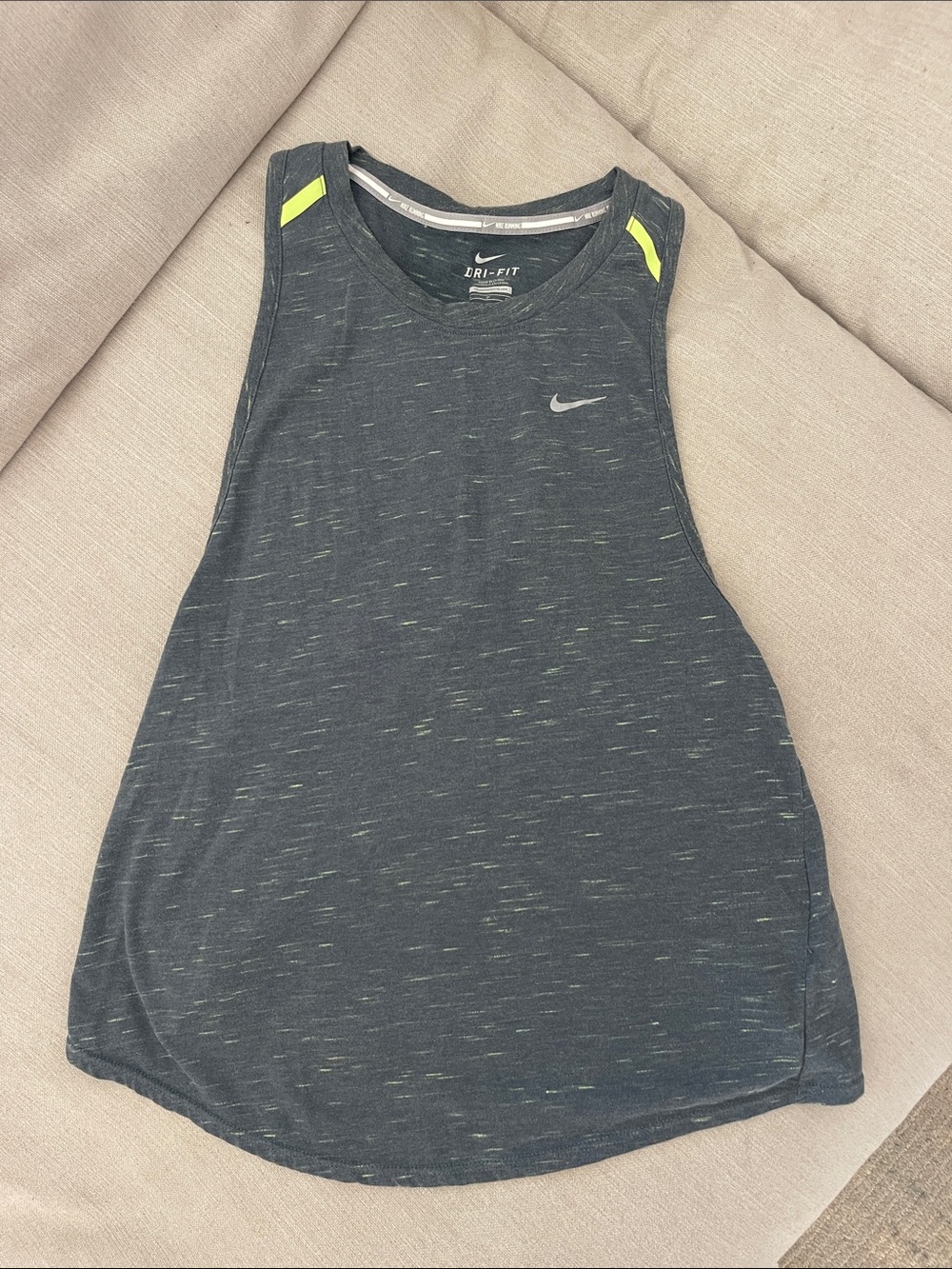 Nike Dri-FIT Tank Top - Charcoal with Neon Yellow Accents